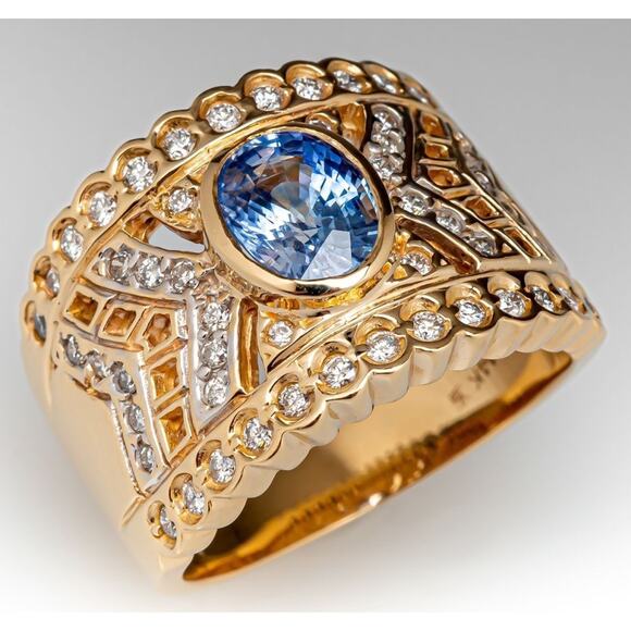 Vintage Natural sapphire diamond ring 14k - Picture 2 of 9